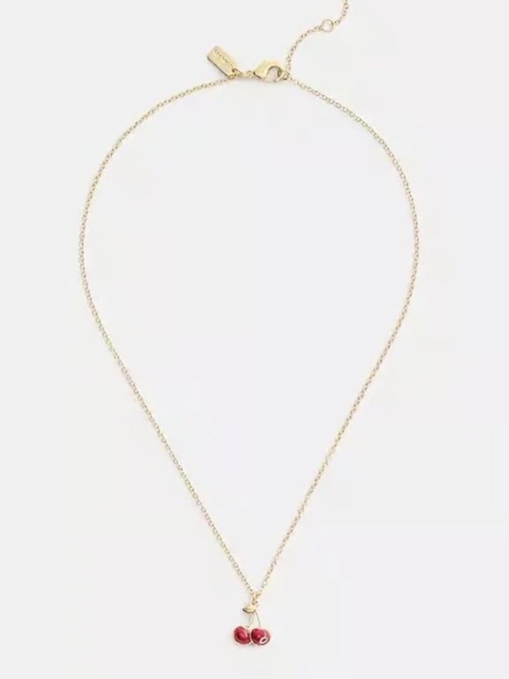 New Authentic Coach Red & Gold Cherry Pendant Necklace - Picture 2 of 6